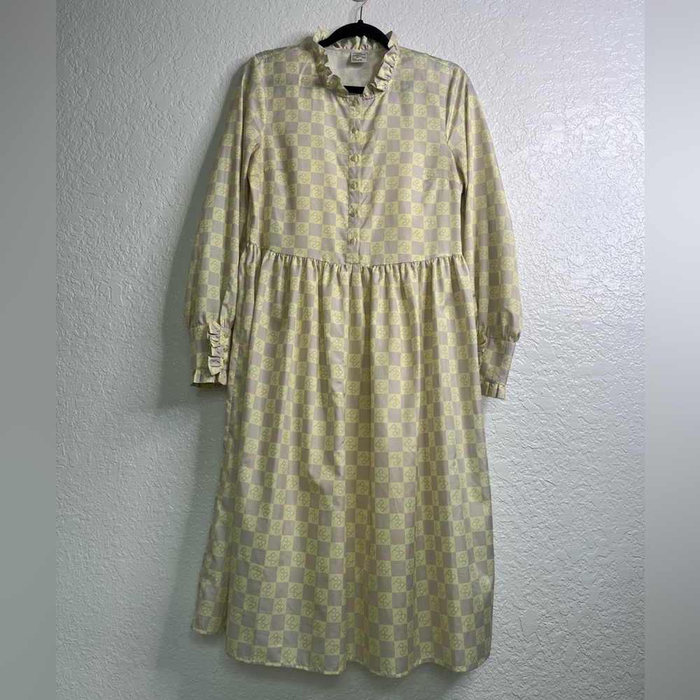 Baum und Pferdgarten Checkered Geometric Logo Midi Dress 38 (US 6)
